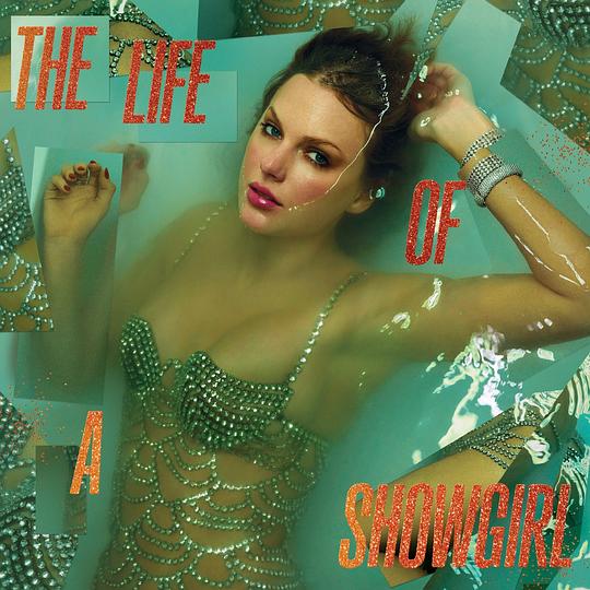 Taylor Swift - The Life of a Showgirl album cover featuring Gazzetta Slanted typography
